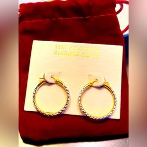 NWT 18K gold over SS Hoop Earrings